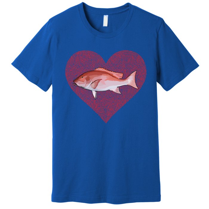 Snappers Valentines Day Fish Love Fingerprint Cute Gift Premium T-Shirt