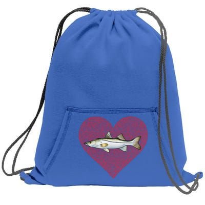 Snook Valentines Day Fish Love Fingerprint Gift Sweatshirt Cinch Pack Bag