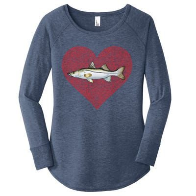 Snook Valentines Day Fish Love Fingerprint Gift Women's Perfect Tri Tunic Long Sleeve Shirt