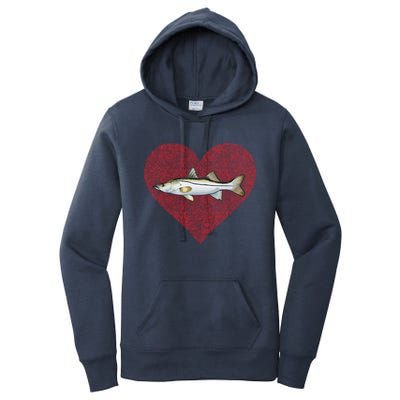 Snook Valentines Day Fish Love Fingerprint Gift Women's Pullover Hoodie