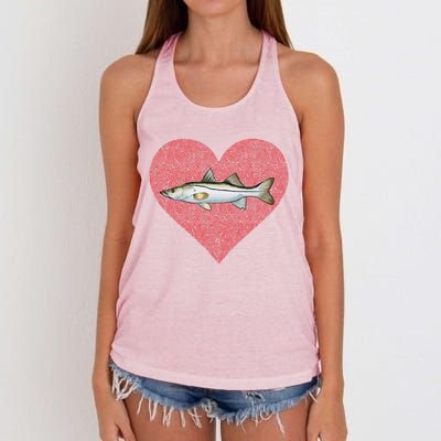 Snook Valentines Day Fish Love Fingerprint Gift Women's Knotted Racerback Tank