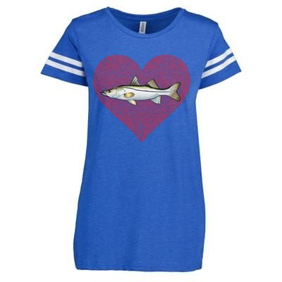 Snook Valentines Day Fish Love Fingerprint Gift Enza Ladies Jersey Football T-Shirt