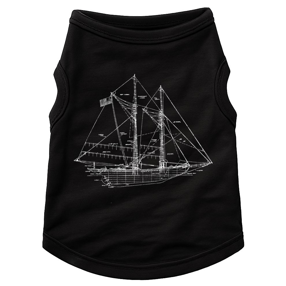 Sailboat Vintage Distressed Blueprint Sailboat Vacation Gift Doggie Tank