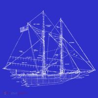 Sailboat Vintage Distressed Blueprint Sailboat Vacation Gift Kids T-Shirt