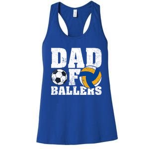 Soccer Volleyball Dad Funny Dad Of Ballers Fathers Day Gift Women's Racerback Tank