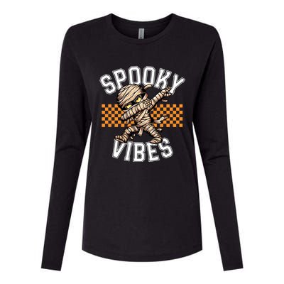 Spooky Vibes Dabbing Mummy Dab Dance Squad Halloween Funny Gift Womens Cotton Relaxed Long Sleeve T-Shirt