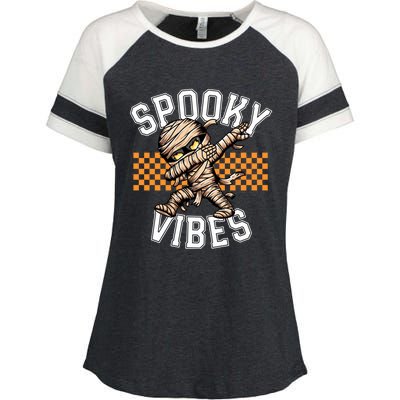 Spooky Vibes Dabbing Mummy Dab Dance Squad Halloween Funny Gift Enza Ladies Jersey Colorblock Tee