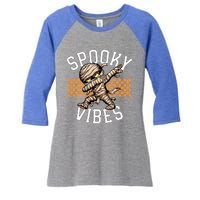 Spooky Vibes Dabbing Mummy Dab Dance Squad Halloween Funny Gift Women's Tri-Blend 3/4-Sleeve Raglan Shirt