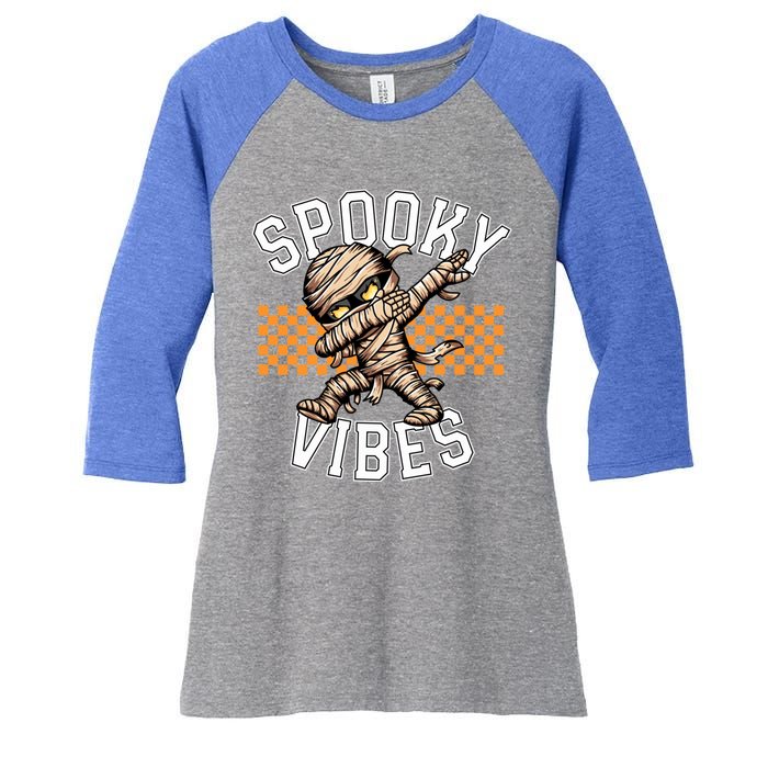 Spooky Vibes Dabbing Mummy Dab Dance Squad Halloween Funny Gift Women's Tri-Blend 3/4-Sleeve Raglan Shirt