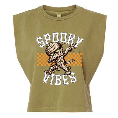 Spooky Vibes Dabbing Mummy Dab Dance Squad Halloween Funny Gift Garment-Dyed Women's Muscle Tee