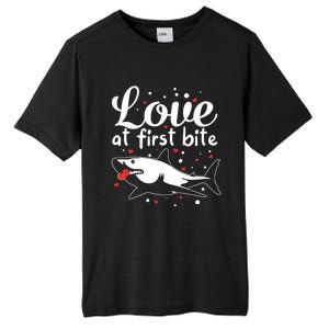 Sharks Valentines Day Crusher Heart Love Great White Shark Funny Gift Tall Fusion ChromaSoft Performance T-Shirt