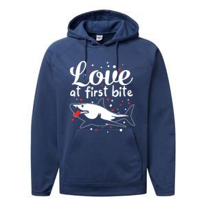 Sharks Valentines Day Crusher Heart Love Great White Shark Funny Gift Performance Fleece Hoodie