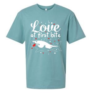 Sharks Valentines Day Crusher Heart Love Great White Shark Funny Gift Sueded Cloud Jersey T-Shirt