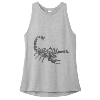 Scorpion Vintage Design Distressed Scorpion Print Ladies PosiCharge Tri-Blend Wicking Tank