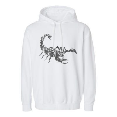 Scorpion Vintage Design Distressed Scorpion Print Garment-Dyed Fleece Hoodie