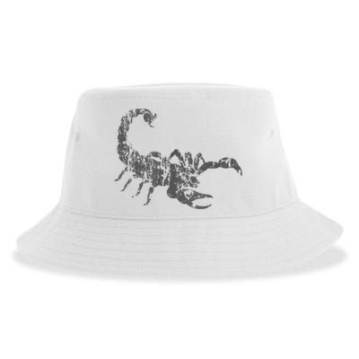 Scorpion Vintage Design Distressed Scorpion Print Sustainable Bucket Hat