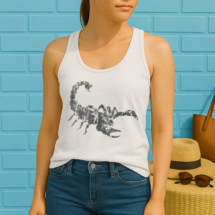 Scorpion Vintage Design Distressed Scorpion Print Womens Tank Top