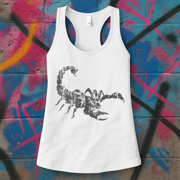 Scorpion Vintage Design Distressed Scorpion Print Womens Tank Top