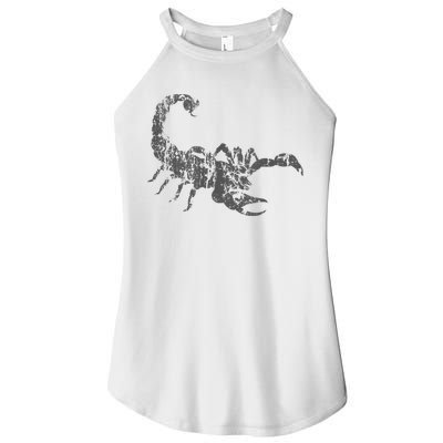 Scorpion Vintage Design Distressed Scorpion Print Women's Perfect Tri Rocker Tank