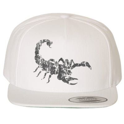 Scorpion Vintage Design Distressed Scorpion Print Wool Snapback Cap