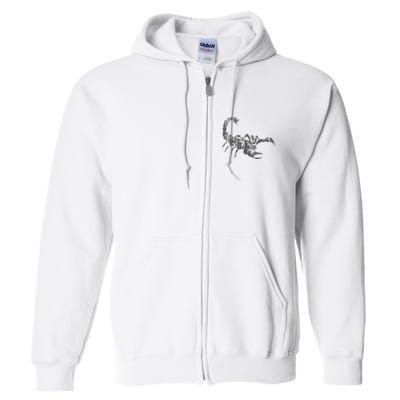 Scorpion Vintage Design Distressed Scorpion Print Full Zip Hoodie