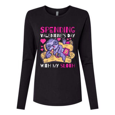 Spending Valentine's Day With My Sloth Gift Womens Cotton Relaxed Long Sleeve T-Shirt