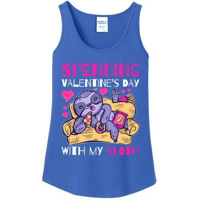 Spending Valentine's Day With My Sloth Gift Ladies Essential Tank