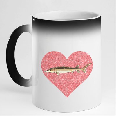 Sturgeon Valentines Day Fish Love Fingerprint Cool Gift 11oz Black Color Changing Mug