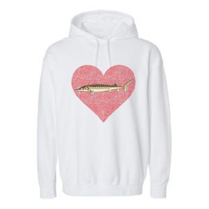 Sturgeon Valentines Day Fish Love Fingerprint Cool Gift Garment-Dyed Fleece Hoodie