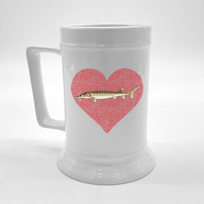 Sturgeon Valentines Day Fish Love Fingerprint Cool Gift Beer Stein