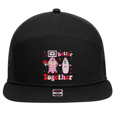 Sonographer ValentineS Day Rdms Ultrasound Technologist 7 Panel Mesh Trucker Snapback Hat