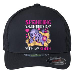 Spending Valentine's Day With My Sloth Gift Flexfit Unipanel Trucker Cap