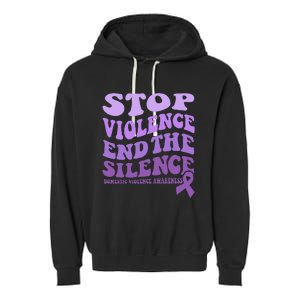 Stop Violence End the Silence Domestic Violence Awareness Garment-Dyed Fleece Hoodie