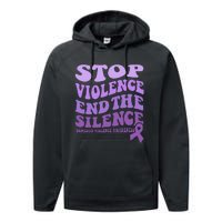 Stop Violence End the Silence Domestic Violence Awareness Performance Fleece Hoodie