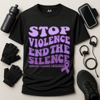 Stop Violence End the Silence Domestic Violence Awareness Cooling Performance Crew T-Shirt