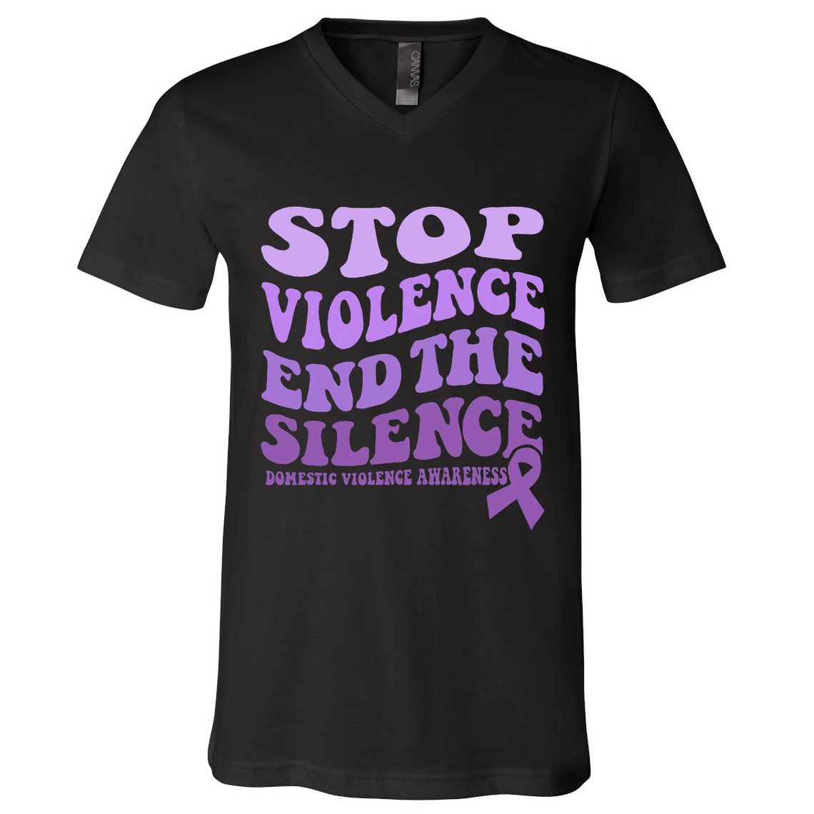 Stop Violence End the Silence Domestic Violence Awareness V-Neck T-Shirt