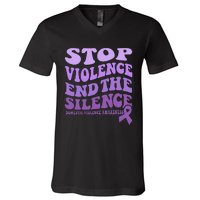 Stop Violence End the Silence Domestic Violence Awareness V-Neck T-Shirt