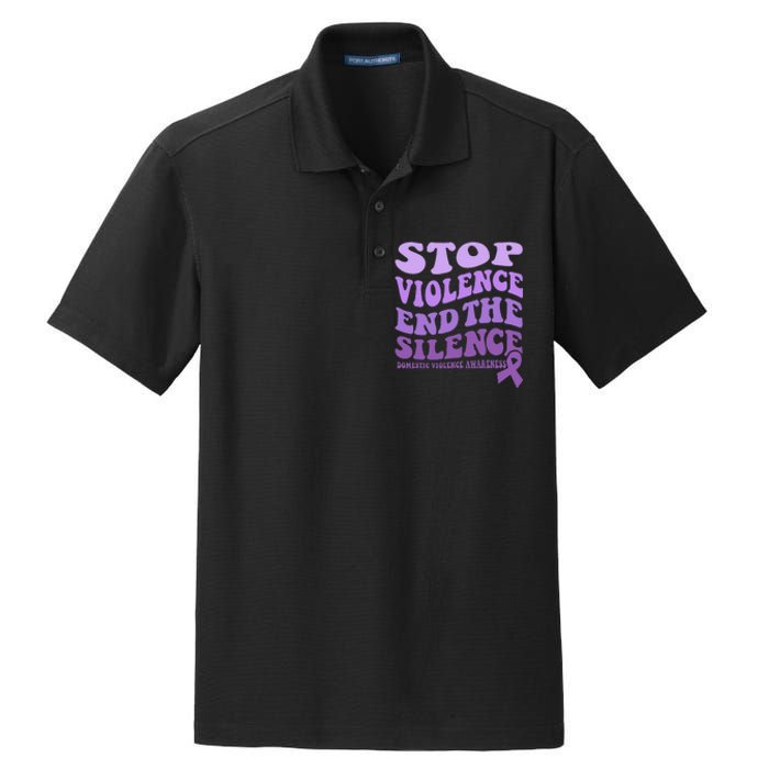 Stop Violence End the Silence Domestic Violence Awareness Dry Zone Grid Polo