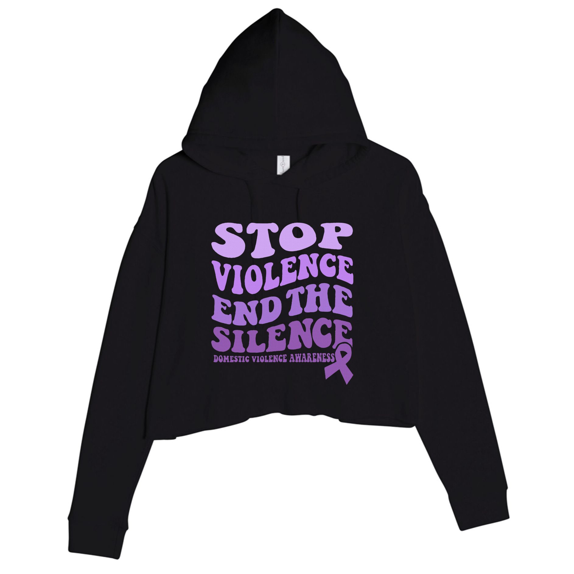 Stop Violence End the Silence Domestic Violence Awareness Crop Fleece Hoodie