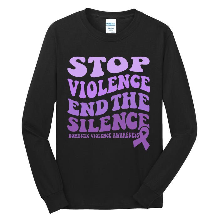 Stop Violence End the Silence Domestic Violence Awareness Tall Long Sleeve T-Shirt