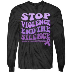 Stop Violence End the Silence Domestic Violence Awareness Tie-Dye Long Sleeve Shirt