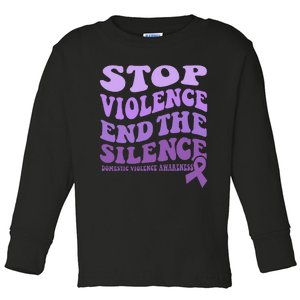 Stop Violence End the Silence Domestic Violence Awareness Toddler Long Sleeve Shirt