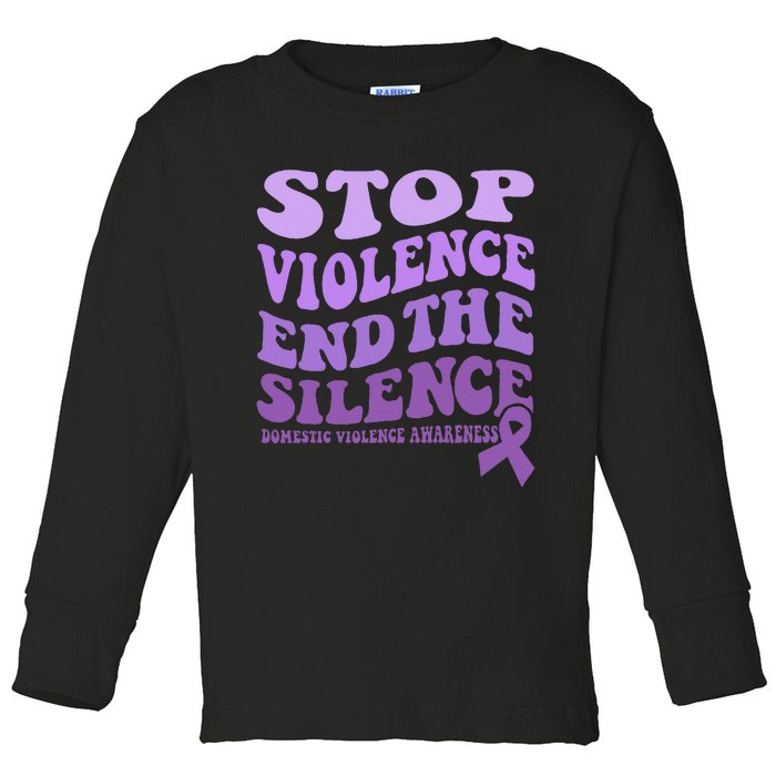 Stop Violence End the Silence Domestic Violence Awareness Toddler Long Sleeve Shirt