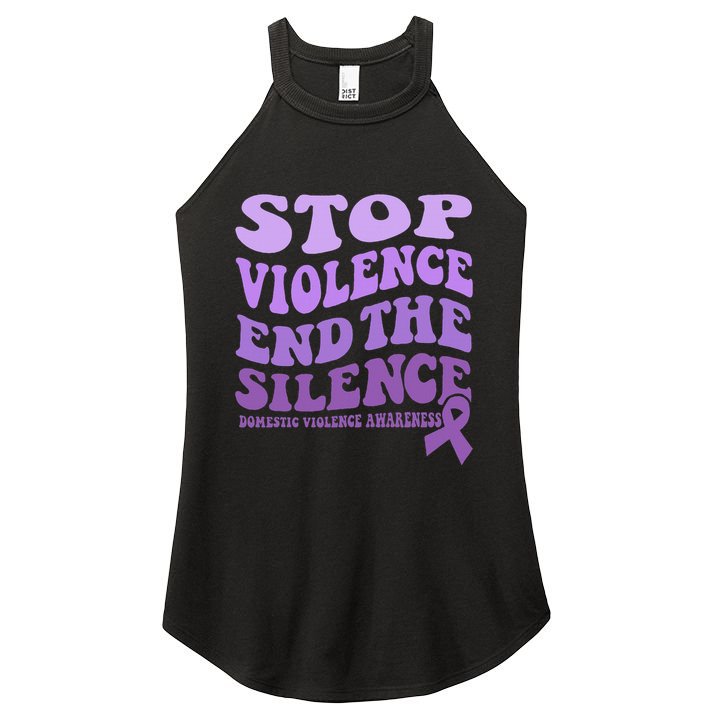 Stop Violence End the Silence Domestic Violence Awareness Women's Perfect Tri Rocker Tank