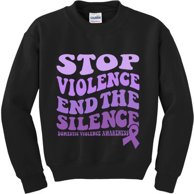 Stop Violence End the Silence Domestic Violence Awareness Kids Sweatshirt
