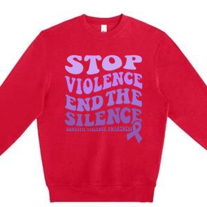 Stop Violence End the Silence Domestic Violence Awareness Premium Crewneck Sweatshirt