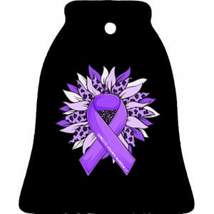 Stop Violence End The Silence Domestic Violence Ribbon Ceramic Bell Ornament