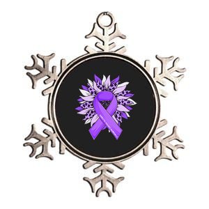 Stop Violence End The Silence Domestic Violence Ribbon Metallic Star Ornament