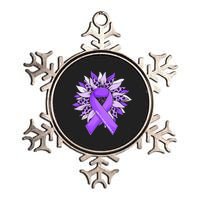 Stop Violence End The Silence Domestic Violence Ribbon Metallic Star Ornament