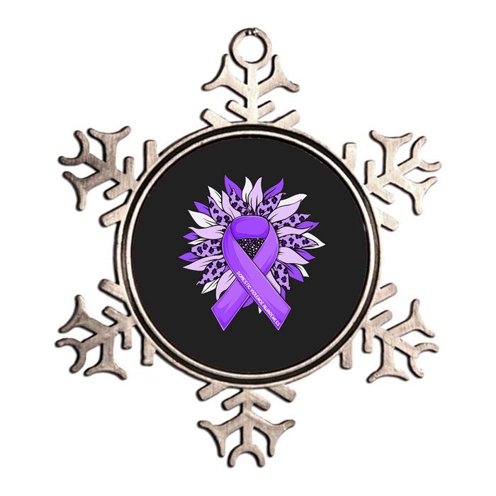 Stop Violence End The Silence Domestic Violence Ribbon Metallic Star Ornament